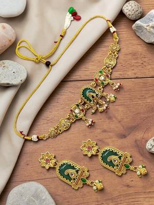 Gold plated bird motif heritage choker set 1