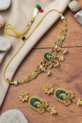 Gold plated bird motif heritage choker set