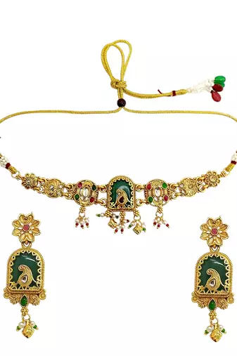Gold plated bird motif heritage choker set