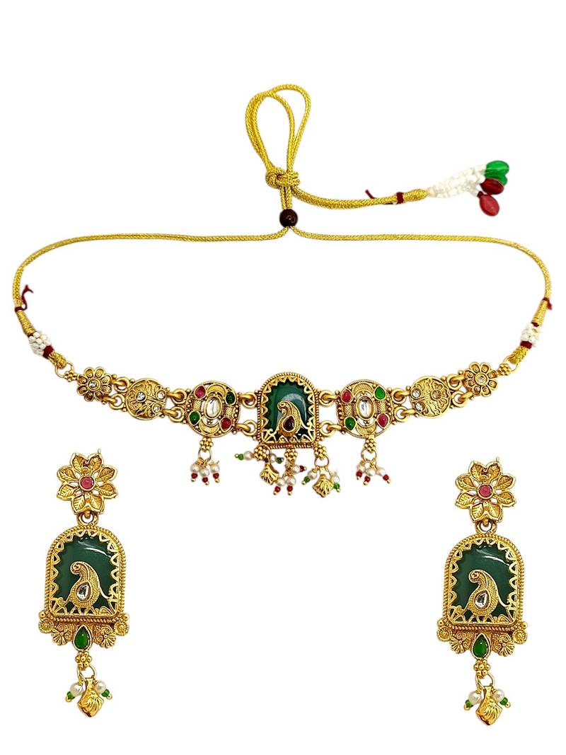 Gold plated bird motif heritage choker set