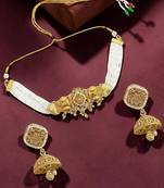 Gold plated elegant beaded choker set