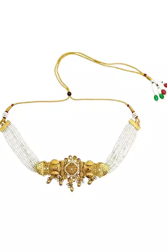 Gold plated elegant beaded choker set
