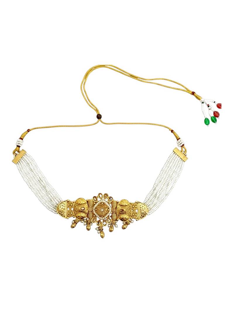 Gold plated elegant beaded choker set