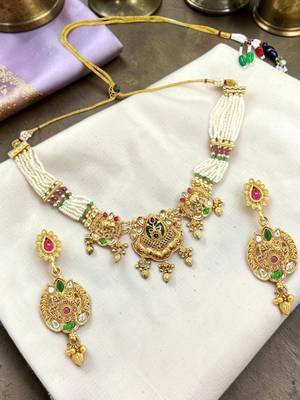 Ornate elephant heritage bridal choker set 1