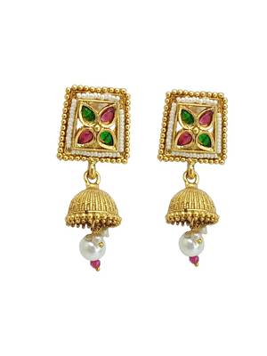 Gold plated kundan rajasthani choker necklace set 4