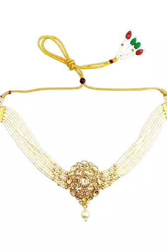 Kundan multistrand beaded choker set