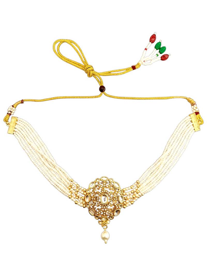 Kundan multistrand beaded choker set