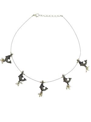 Silver oxidised fish motif invisible jewellery set 3