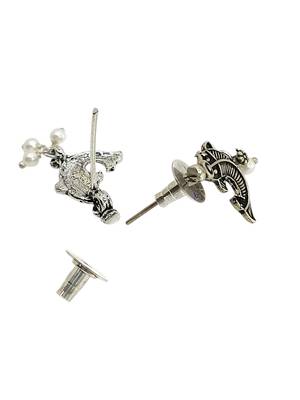 Silver oxidised fish motif invisible jewellery set 5