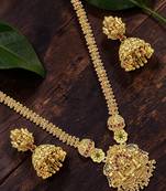 Gold plated temple long necklace set