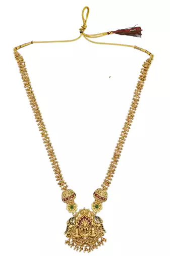 Gold plated temple long necklace set