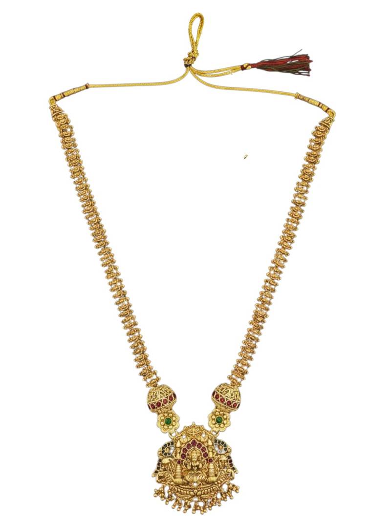 Gold plated temple long necklace set