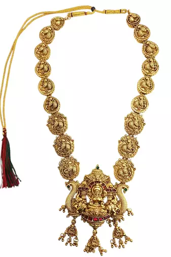 Gold plated temple style long necklace set