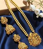 Gold plated temple design matar mala necklace set