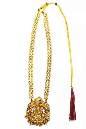 Gold plated temple design matar mala necklace set