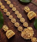 Gold plated temple style long necklace set