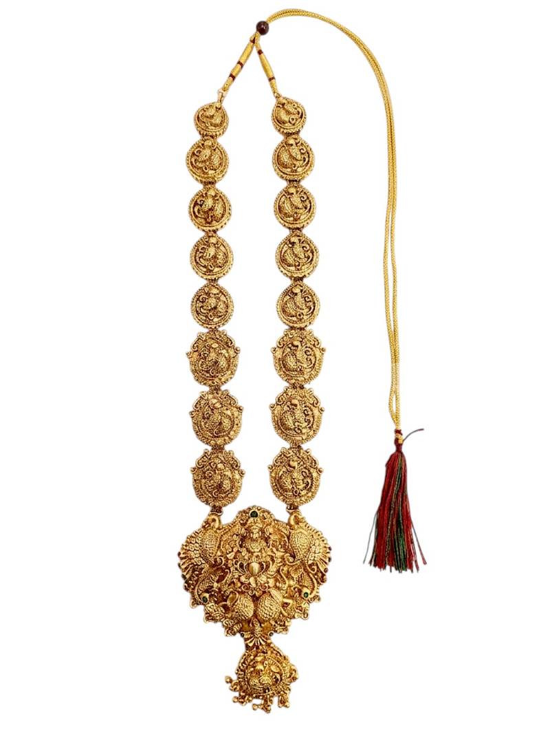 Gold plated temple style long necklace set