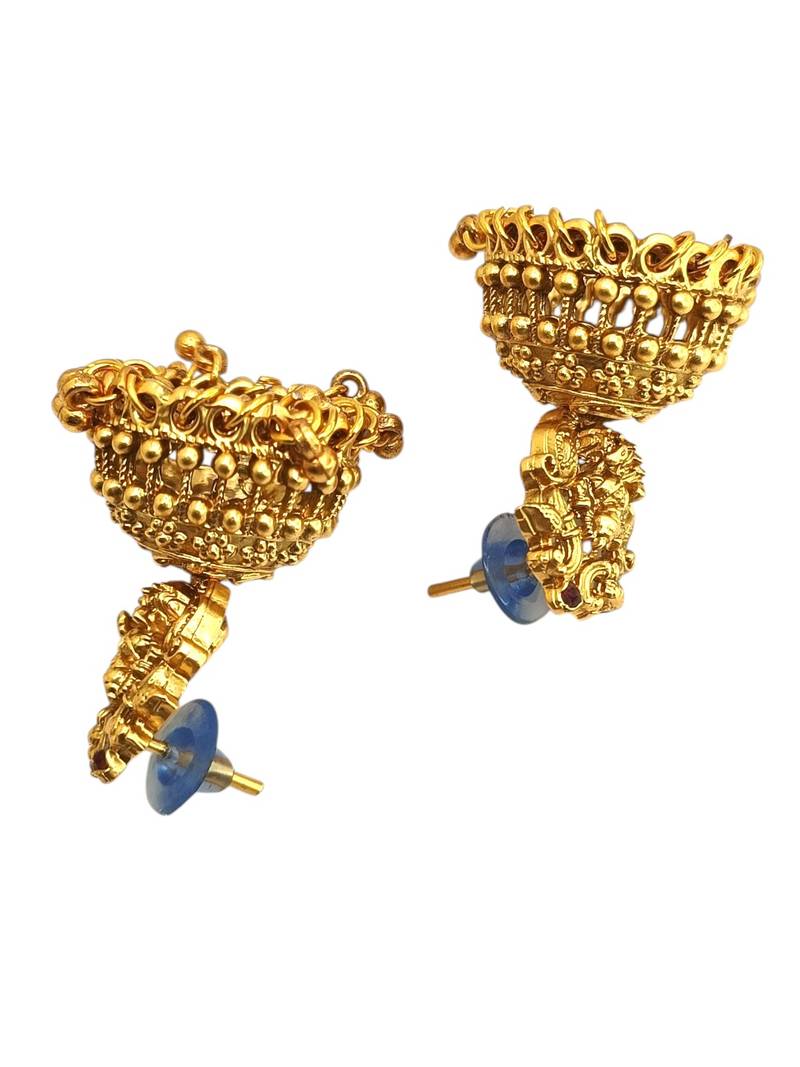 Gold plated temple style long necklace set