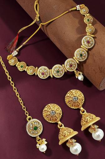Gold plated cz classic choker set