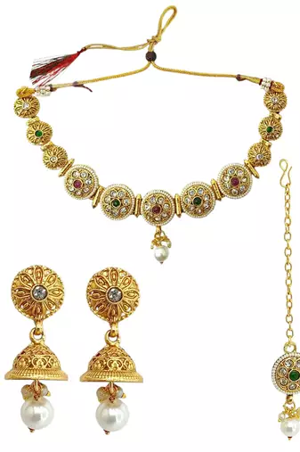 Gold plated cz classic choker set