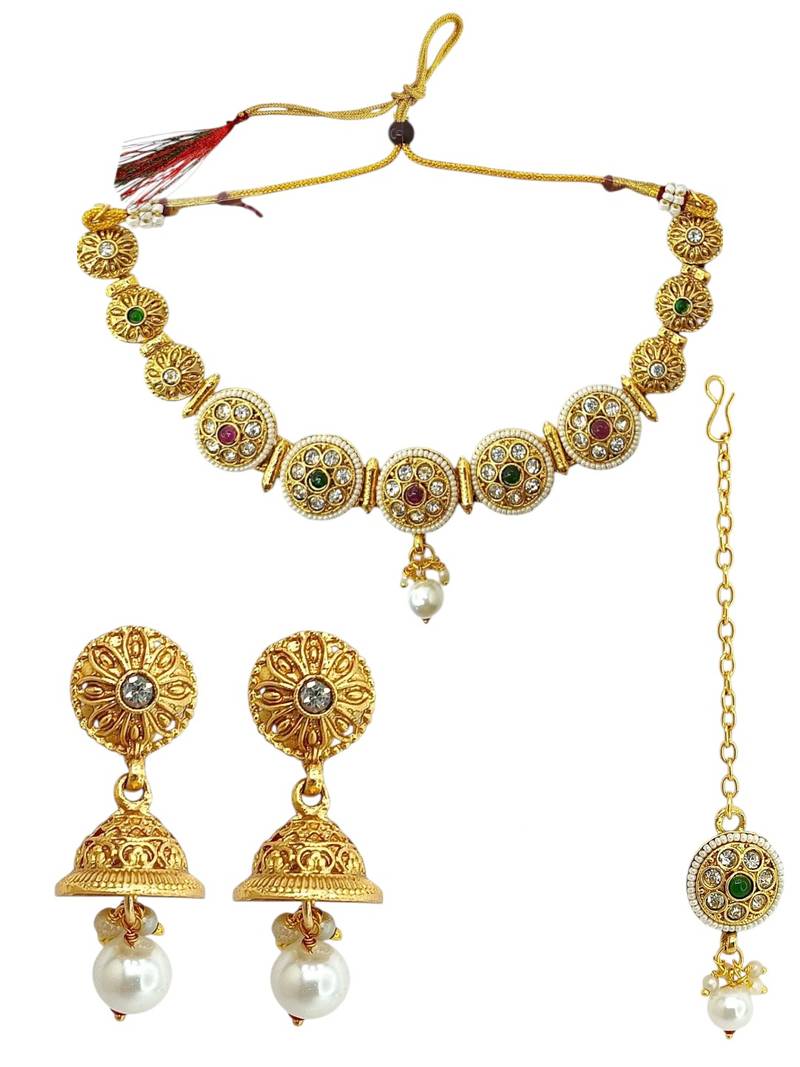 Gold plated cz classic choker set