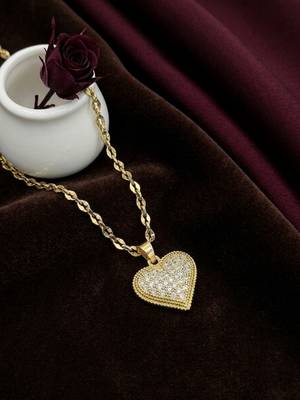 Gold plated cz heart pendant with chain 1
