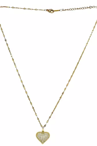 Gold plated cz heart pendant with chain