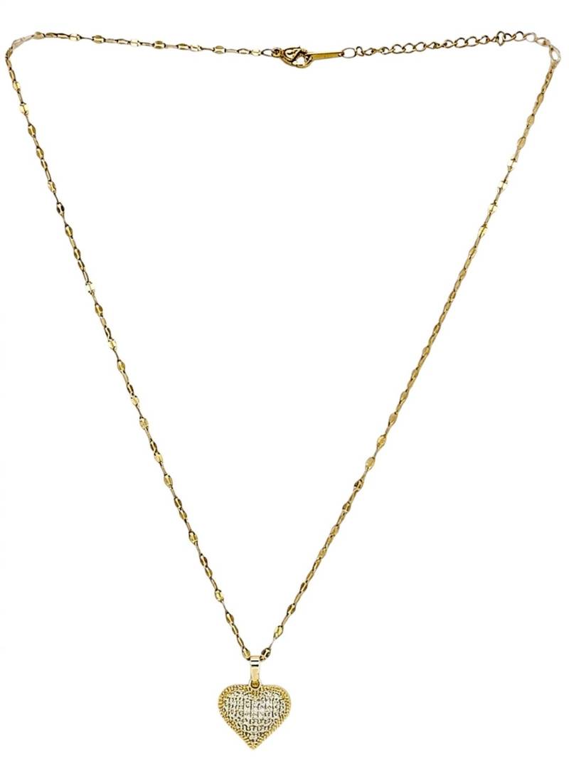 Gold plated cz heart pendant with chain