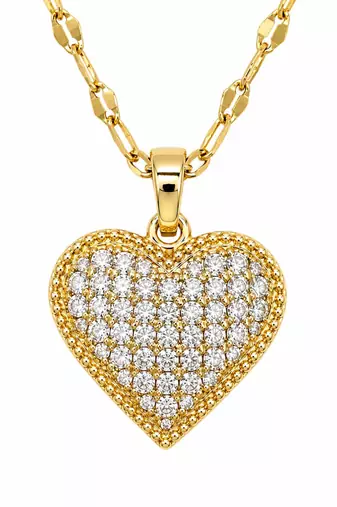 Gold plated cz heart pendant with chain
