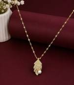 Gold plated cz leaf pendant with chain