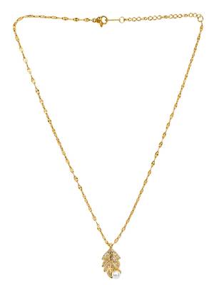 Gold plated cz leaf pendant with chain 2