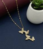Gold plated cz layered butterfly pendant with chain