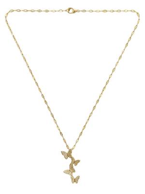 Gold plated cz layered butterfly pendant with chain 2