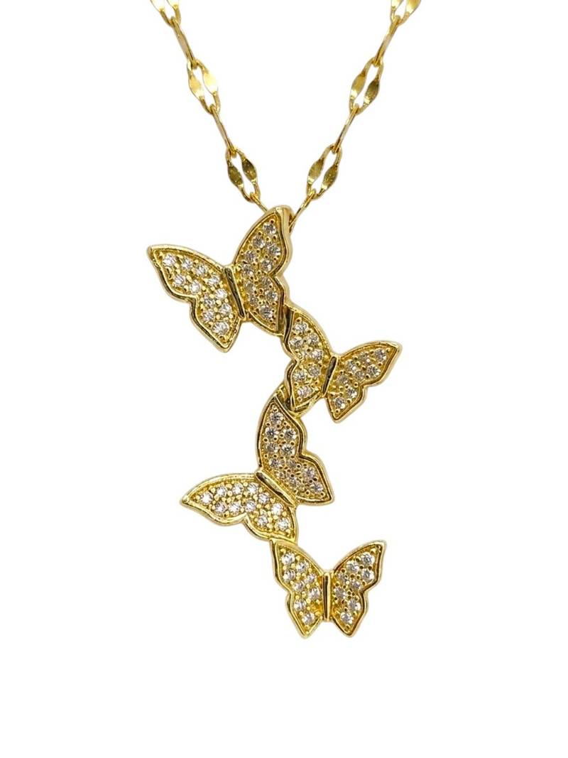 Gold plated cz layered butterfly pendant with chain