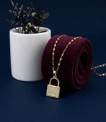 Gold plated cz lock pendant with chain