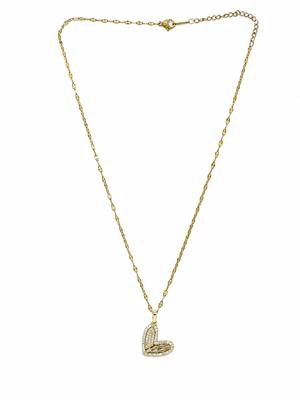 Gold plated cz love heart pendant with chain 2