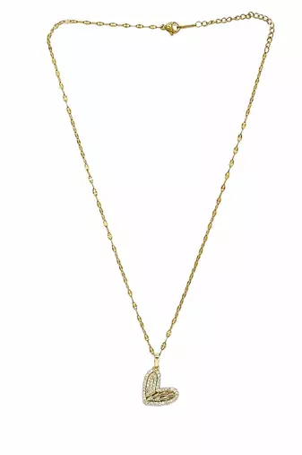 Gold plated cz love heart pendant with chain