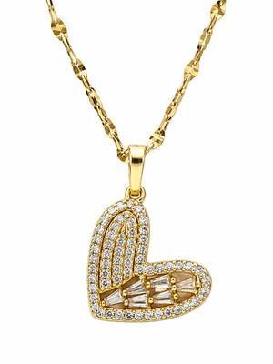 Gold plated cz love heart pendant with chain 3