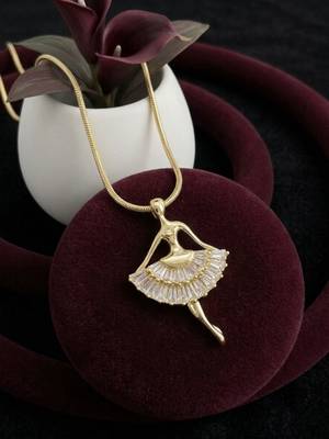 Gold plated cz ballerina pendant with chain 1