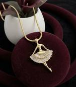 Gold plated cz ballerina pendant with chain
