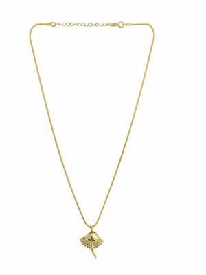 Gold plated cz ballerina pendant with chain 2