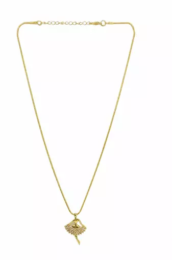 Gold plated cz ballerina pendant with chain