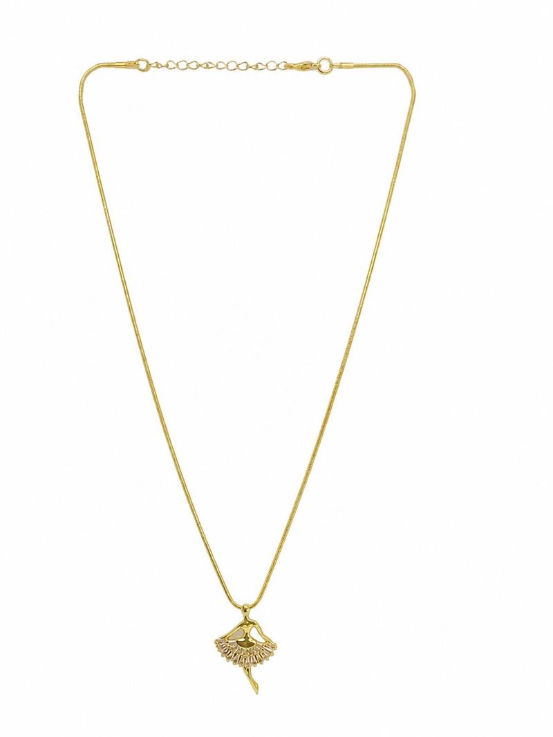 Gold plated cz ballerina pendant with chain