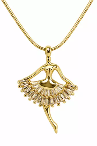 Gold plated cz ballerina pendant with chain