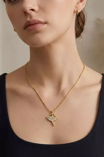 Gold plated cz ballerina pendant with chain
