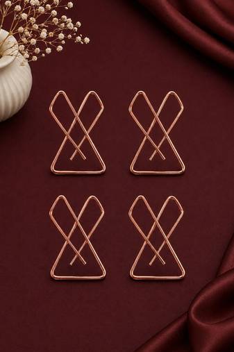 Set of 4 rose gold plated x shape safety saree brooch pin