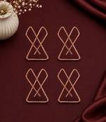 Set of 4 rose gold plated x shape safety saree brooch pin
