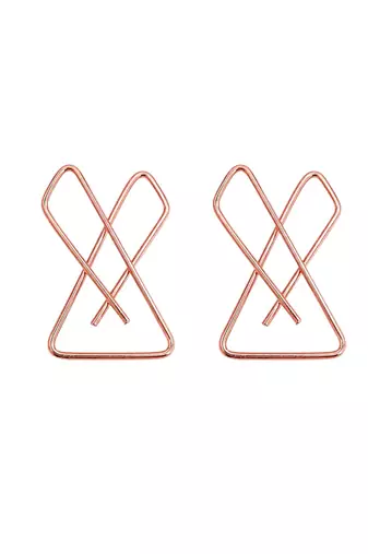 Set of 4 rose gold plated x shape safety saree brooch pin