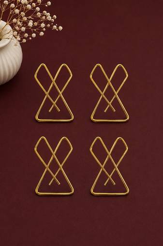 Set of 4 gold plated x shape safety saree brooch pin