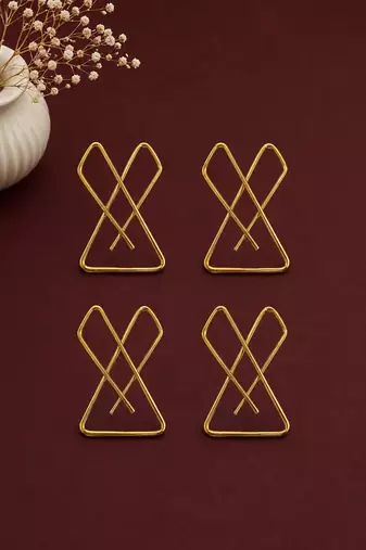 Set of 4 gold plated x shape safety saree brooch pin